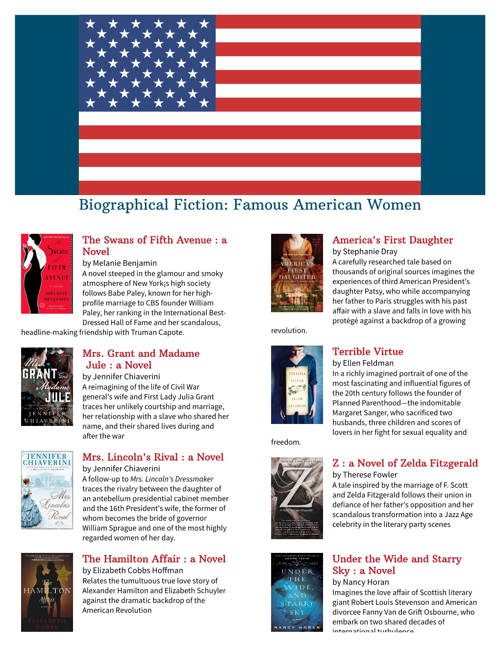 Biographical Fiction: Famous American Women