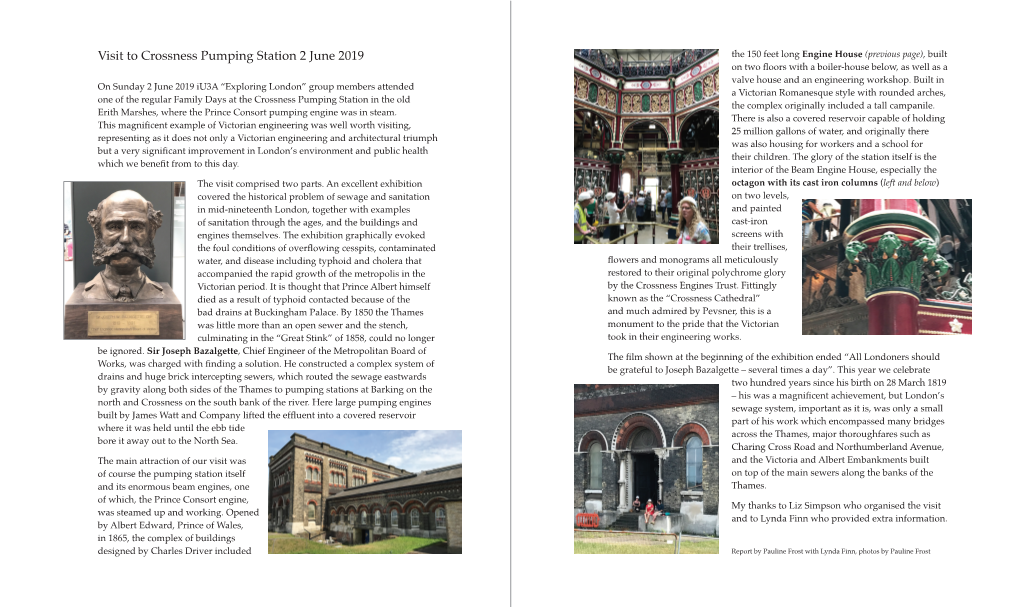 Visit to Crossness Pumping Station 2 June 2019