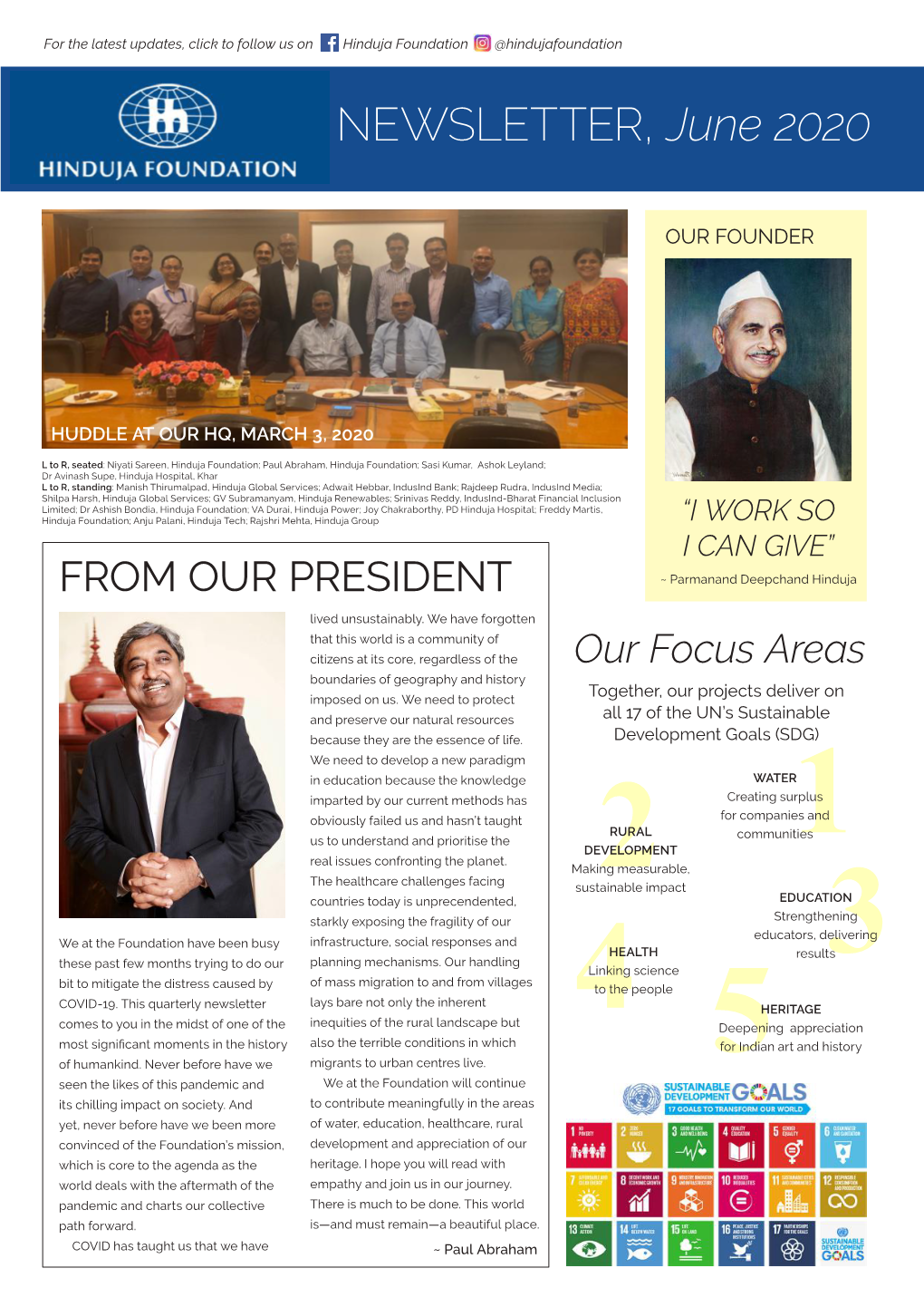 Hinduja Foundation Corporate Responsibility Newsletter 2020