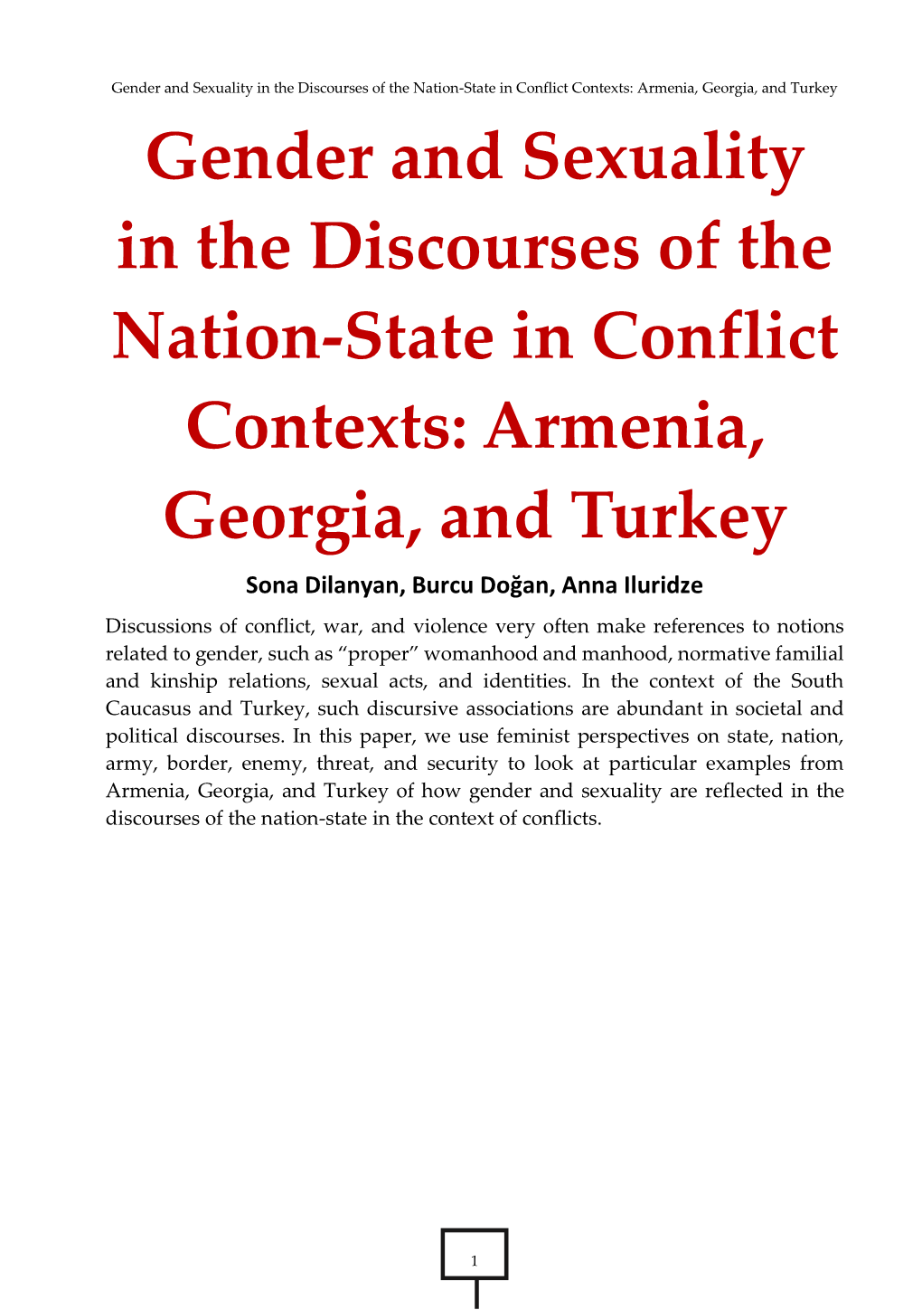 Gender and Sexuality in the Discourses of the Nation-State In