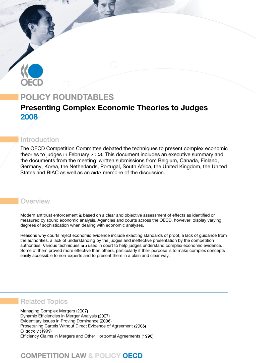 Presenting Complex Economic Theories to Judges 2008