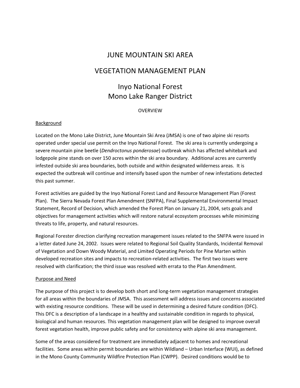 June Mountain Ski Area Vegetation Management