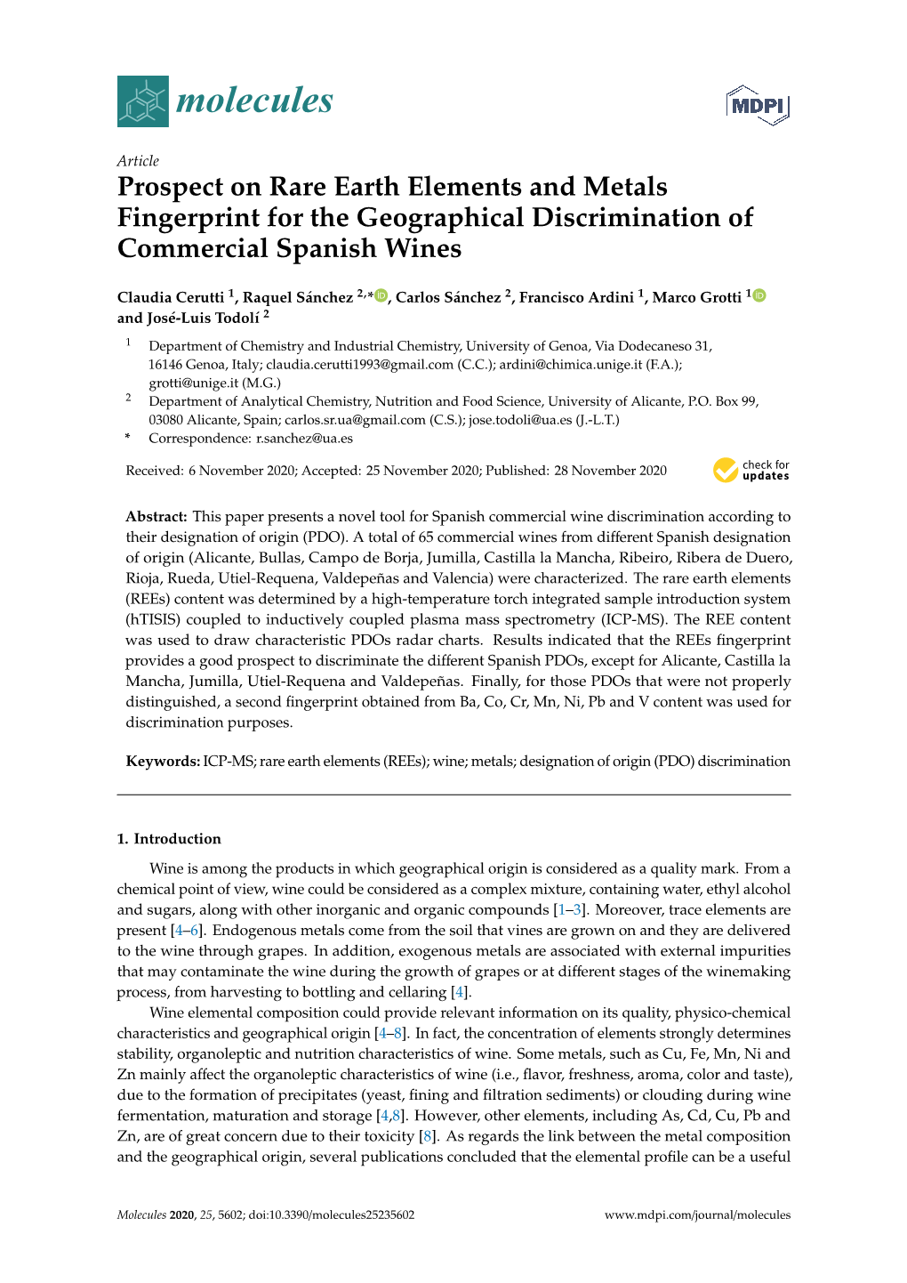 Prospect on Rare Earth Elements and Metals Fingerprint for the Geographical Discrimination of Commercial Spanish Wines