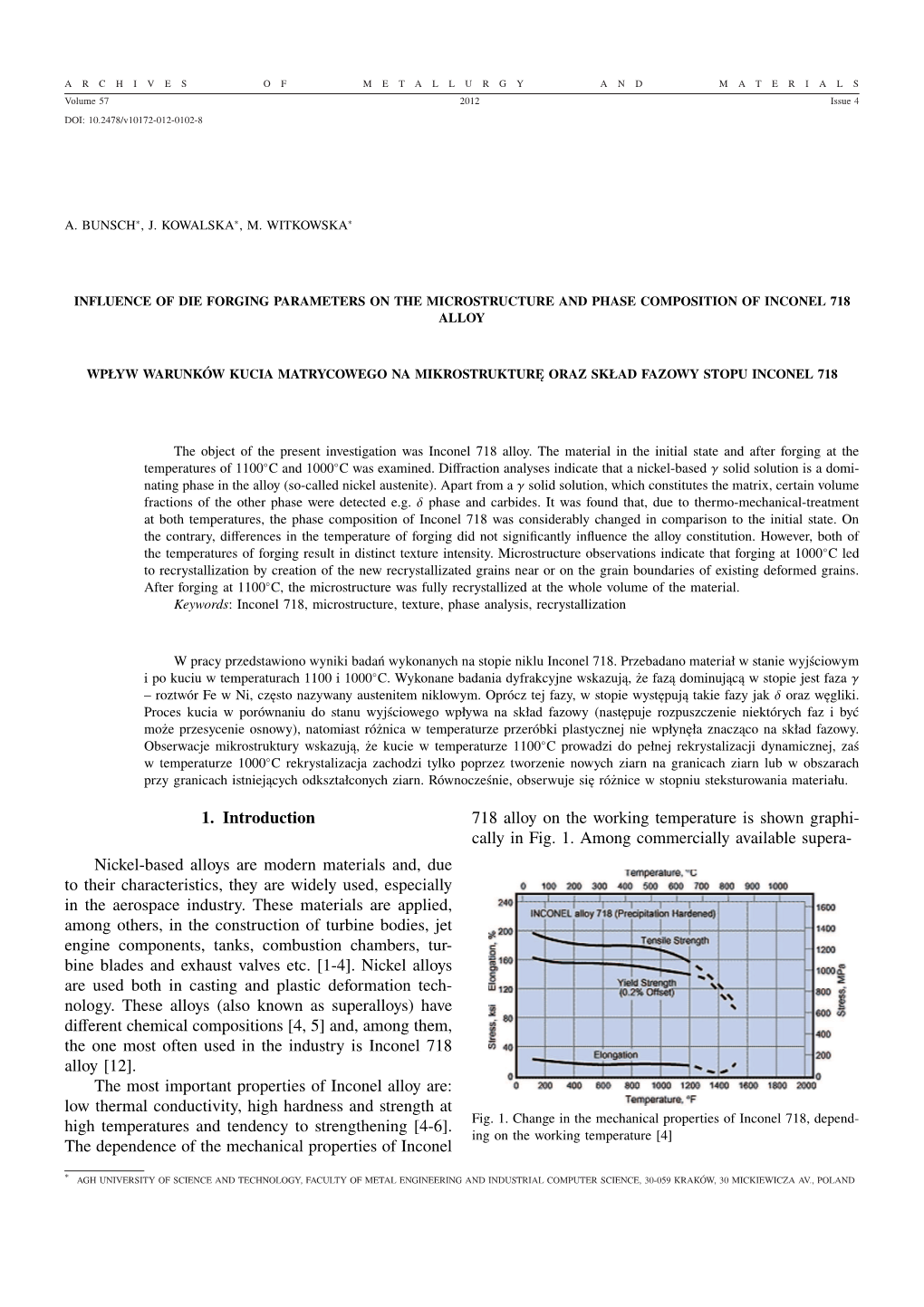 1. Introduction Nickel-Based Alloys Are Modern Materials And, Due to Their