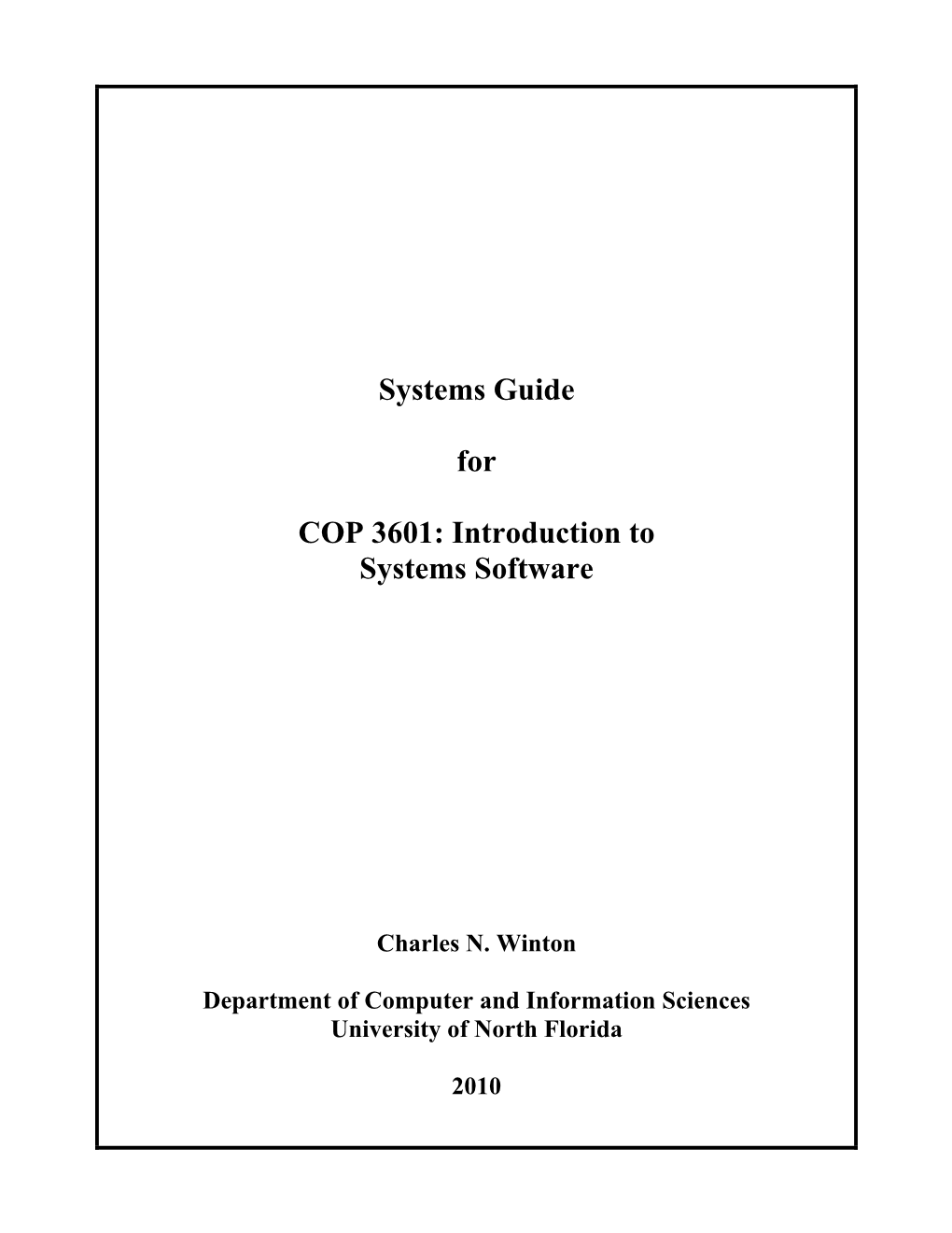 Systems Supplement for COP 3601