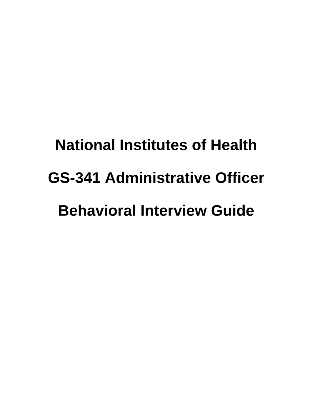 NIH Behavioral Interview Guide GS-341 Administrative Officer