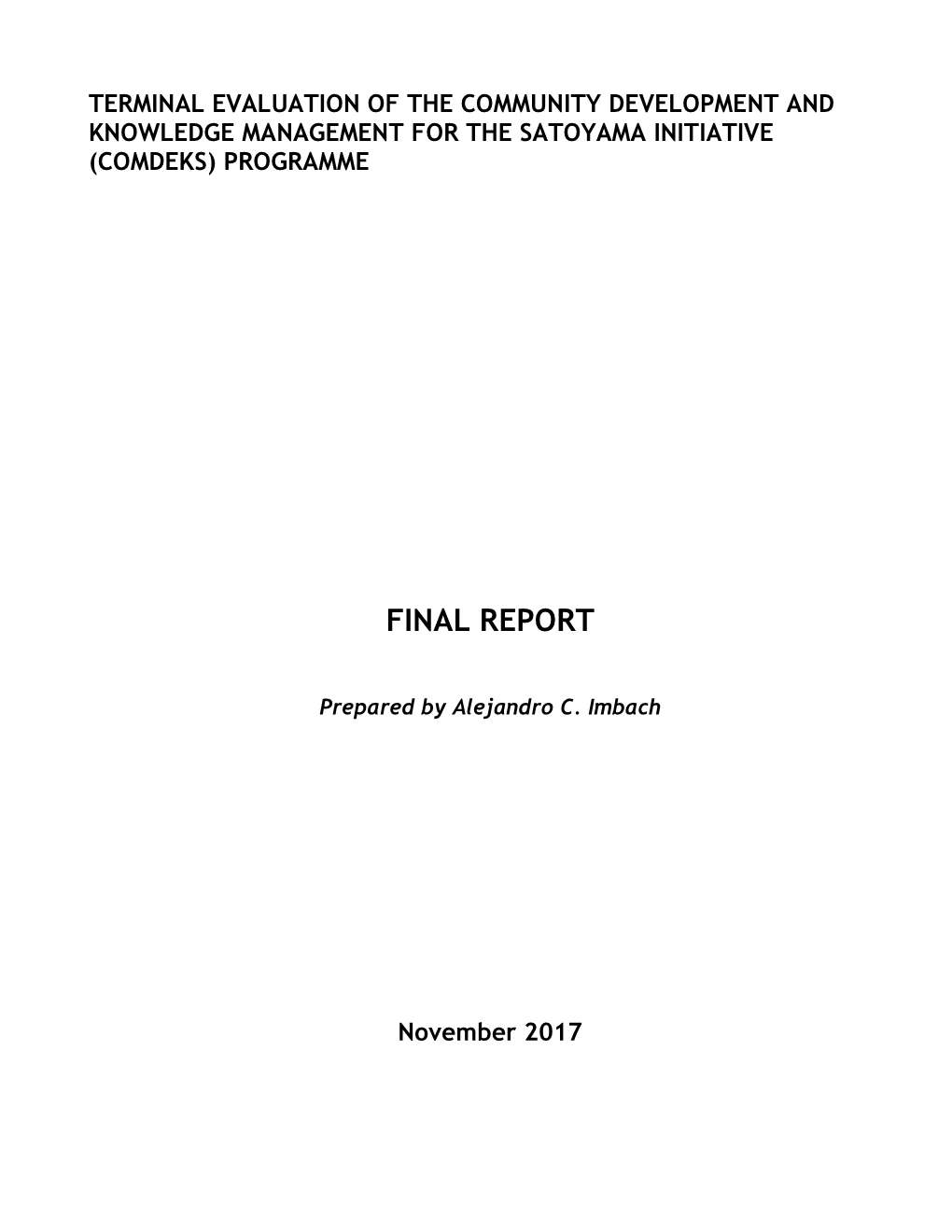 Final Report COMDEKS TE November 2017