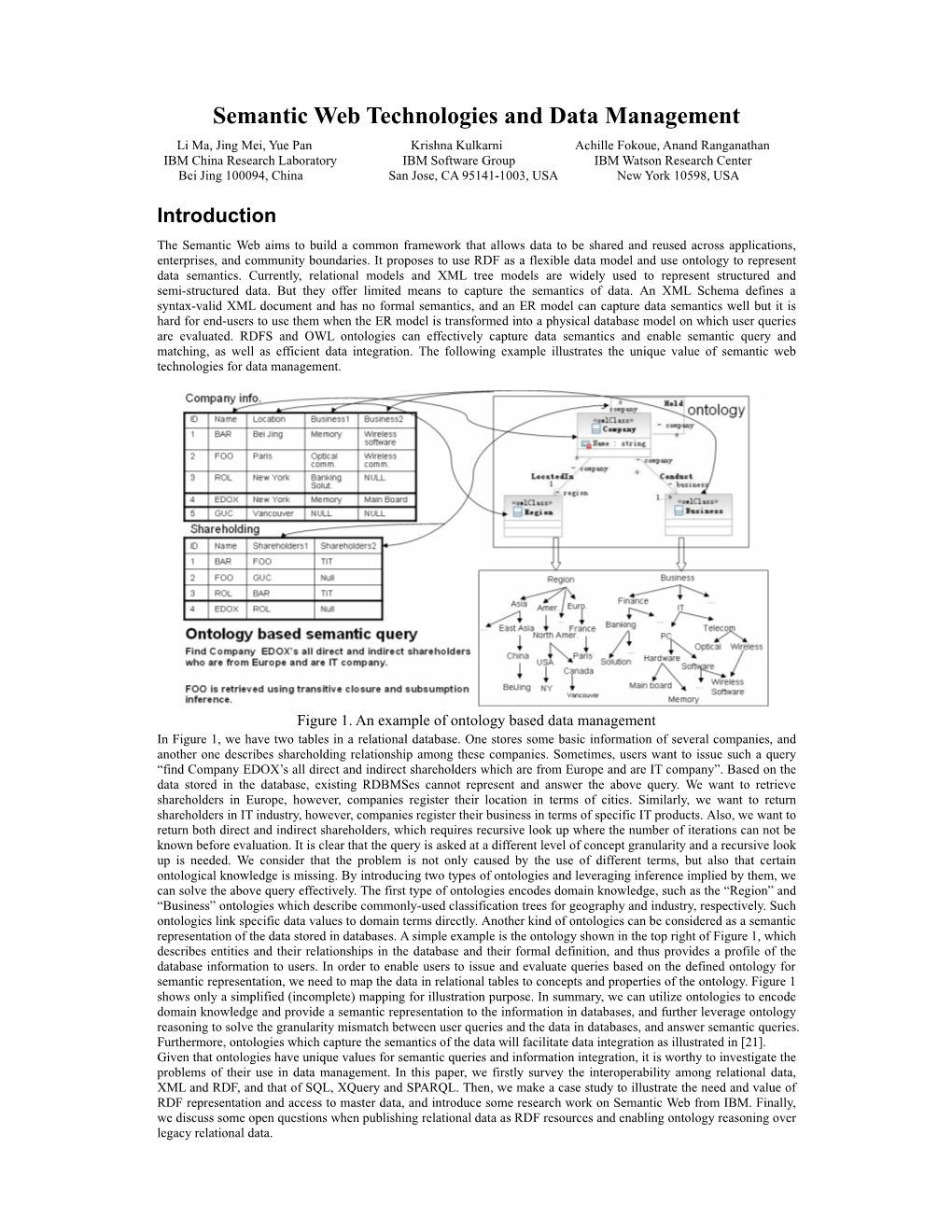 Semantic Web Technologies and Data Management