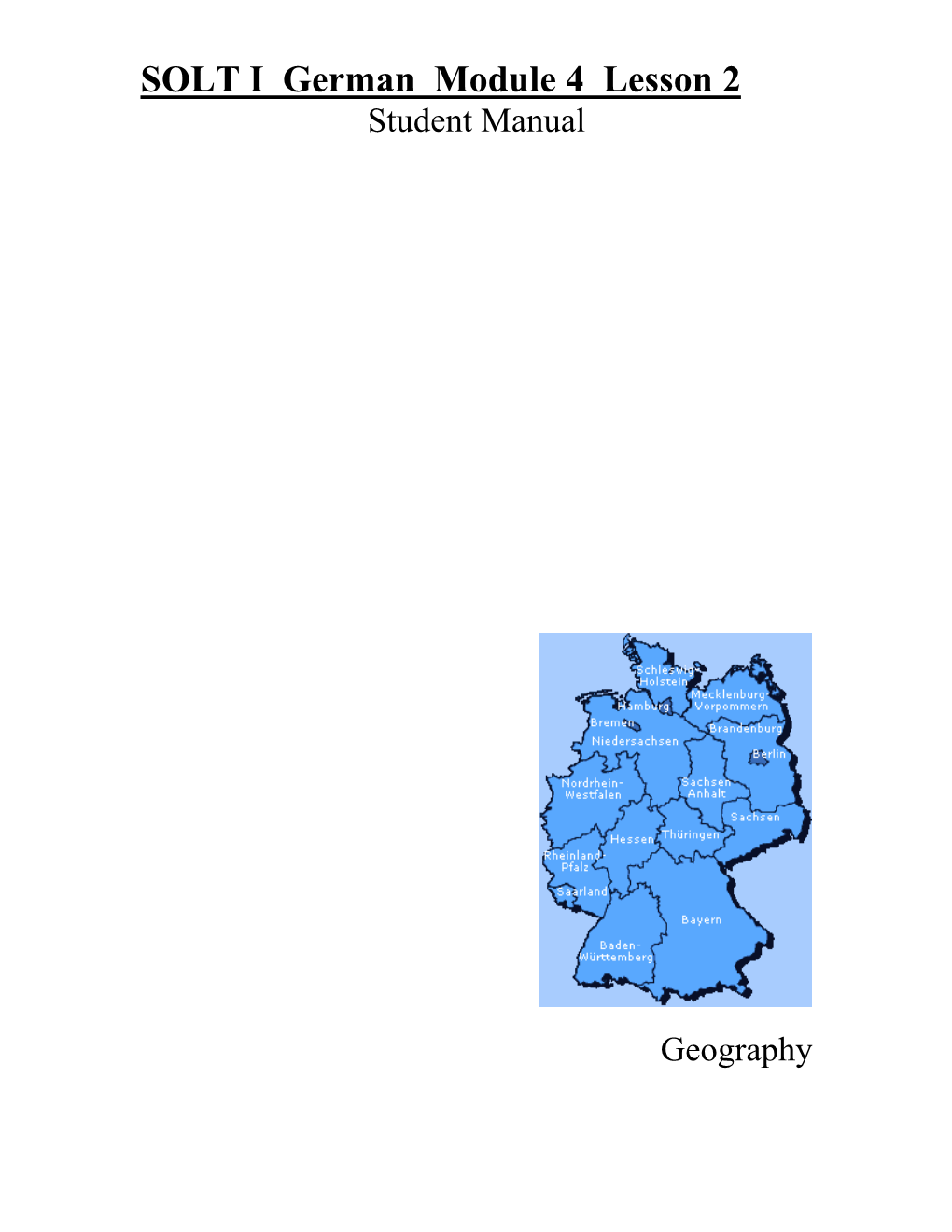 SOLT I German Module 4 Lesson 2 Student Manual
