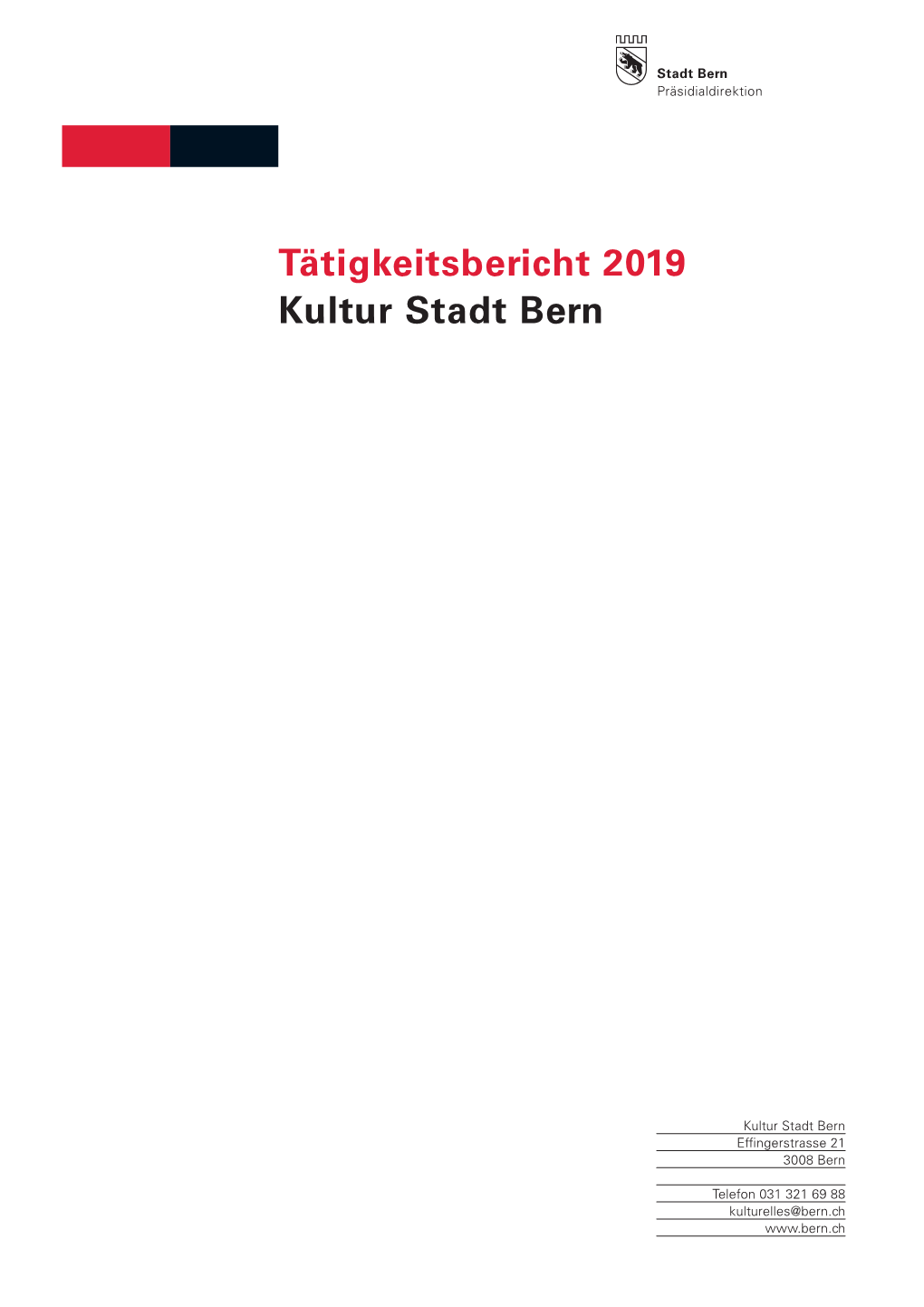 Tätigkeitsbericht 2019 Kultur Stadt Bern