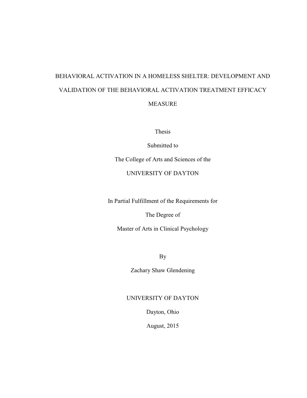 Behavioral Activation in a Homeless Shelter: Development And