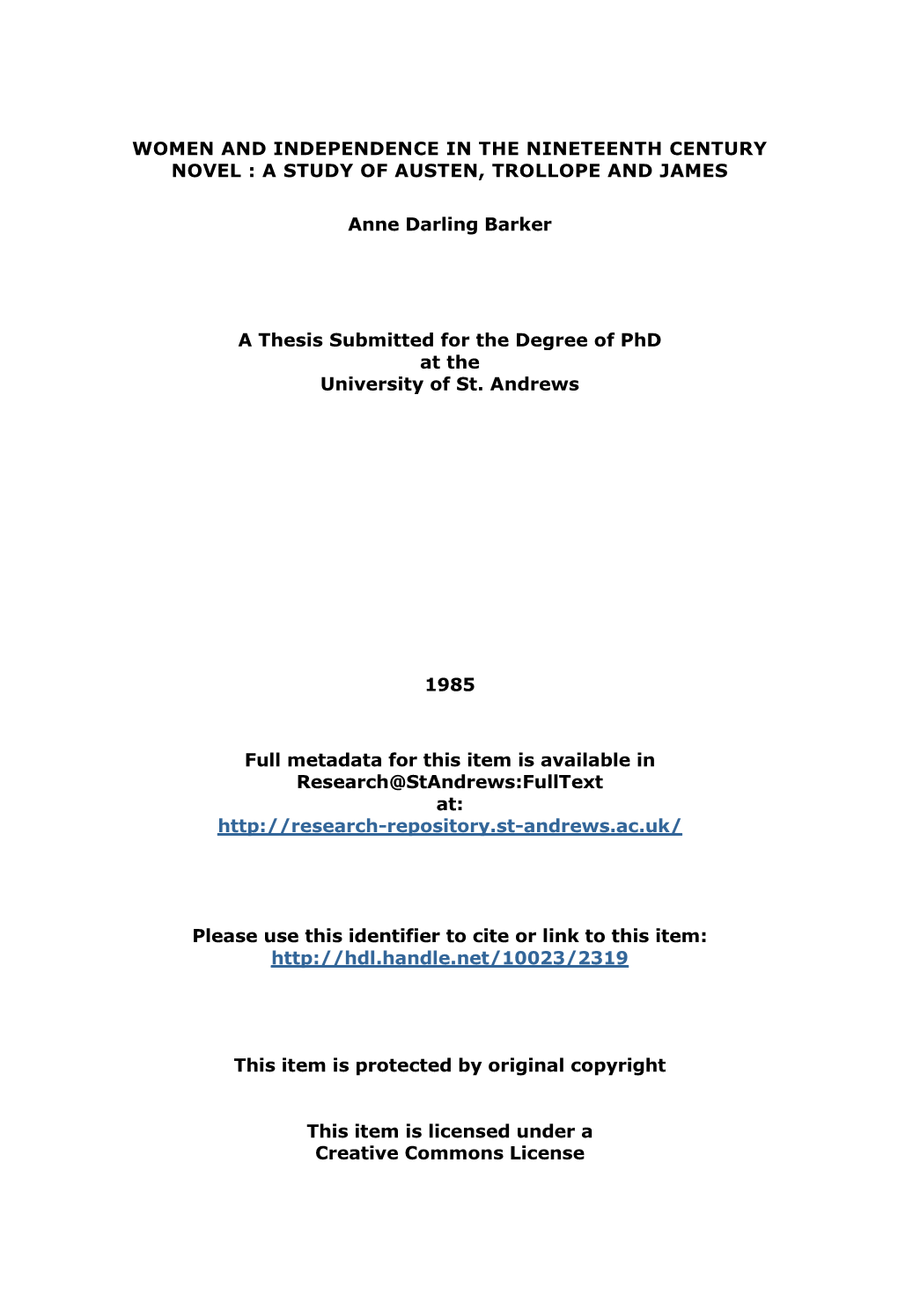 Anne Barker Phd Thesis