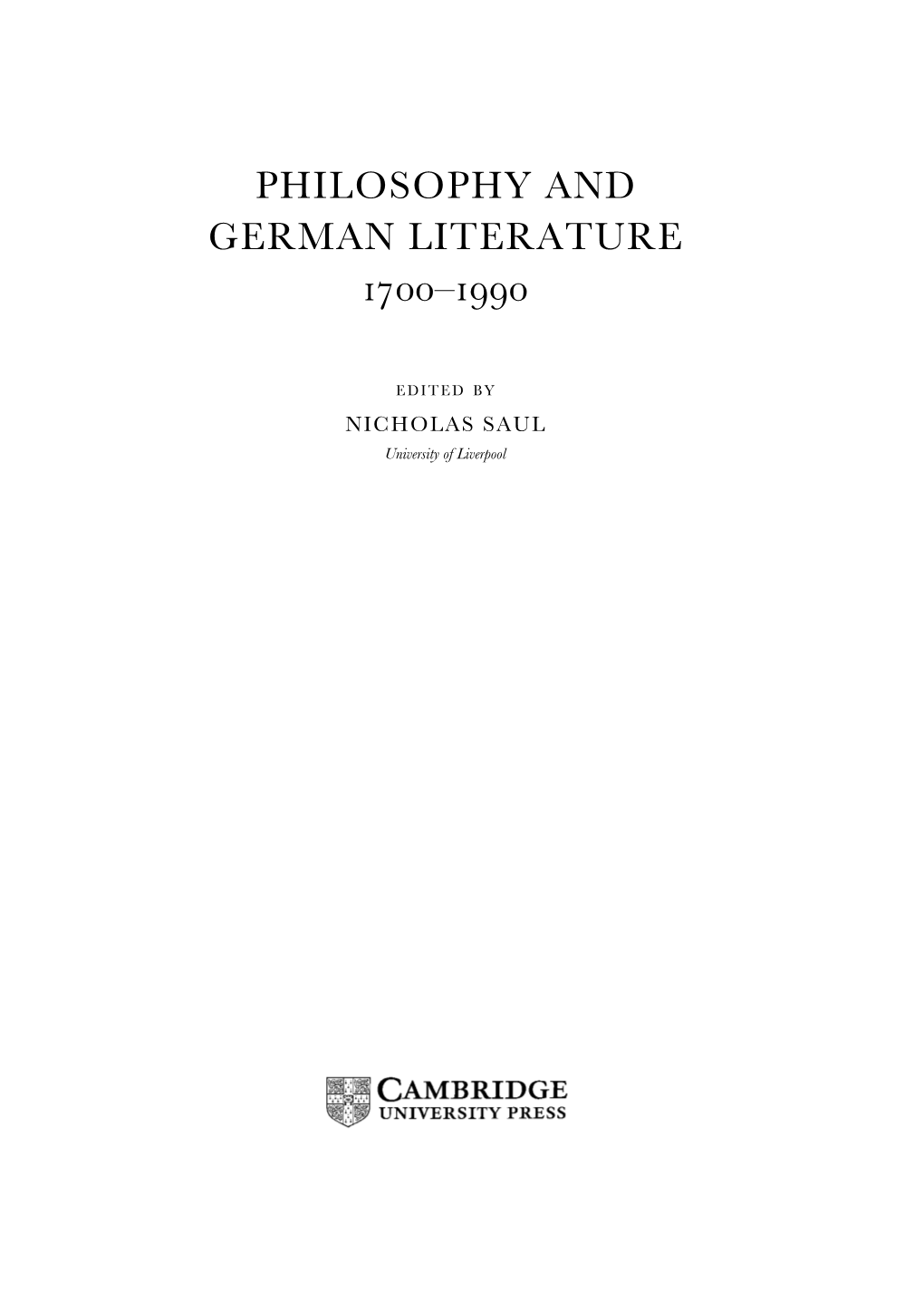 Philosophy and German Literature –