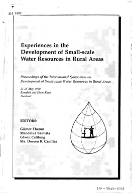 Experiences in the Development of Small-Scale Water Resources in Rural Areas