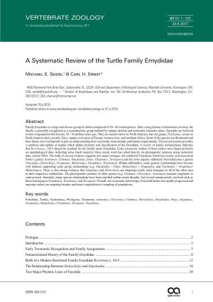 A Systematic Review of the Turtle Family Emydidae