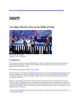 Los Tigres Receive Star on the Walk of Fame