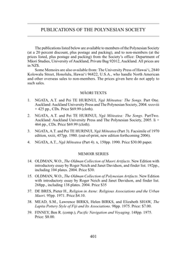Publications of the Polynesian Society