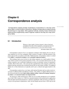 Chapter 6 Correspondence Analysis