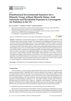 Distributional Environmental Injustices for a Minority Group Without Minority Status: Arab Americans and Residential Exposure to Carcinogenic Air Pollution in the US