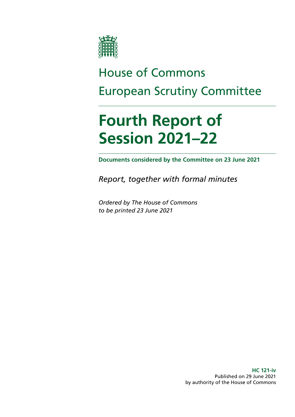 Fourth Report of Session 2021–22