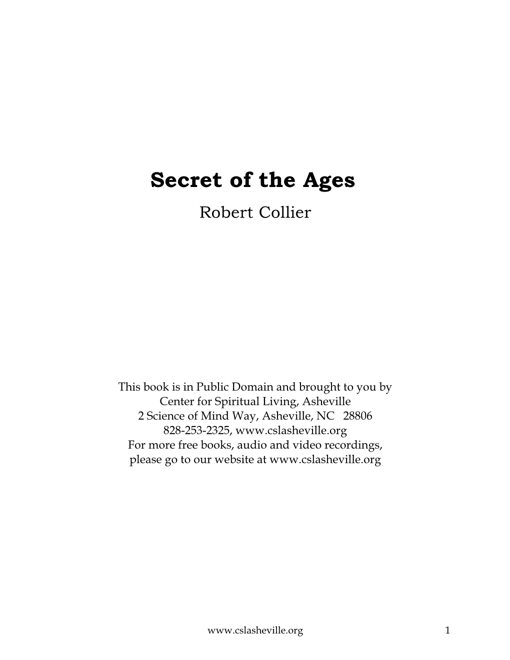 Secret of the Ages by Robert Collier