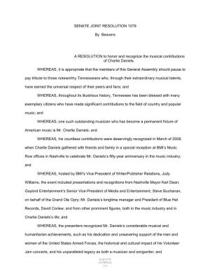 SENATE JOINT RESOLUTION 1079 by Beavers a RESOLUTION To