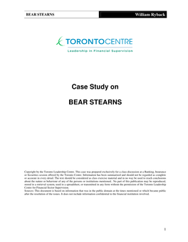 Case Study on BEAR STEARNS
