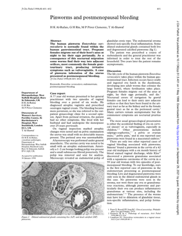 Pinworms and Postmenopausal Bleeding J Clin Pathol: First Published As 10.1136/Jcp.51.5.401 on 1 May 1998