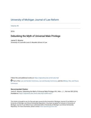 Debunking the Myth of Universal Male Privilege