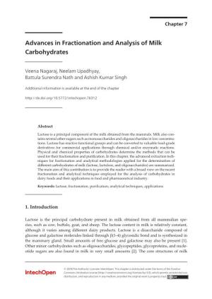 Advances in Fractionation and Analysis of Milk Carbohydrates
