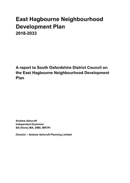East Hagbourne Neighbourhood Development Plan 2018-2033