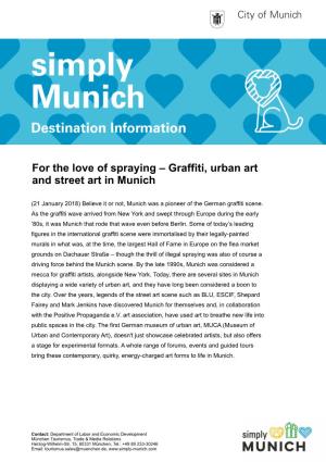 For the Love of Spraying – Graffiti, Urban Art and Street Art in Munich