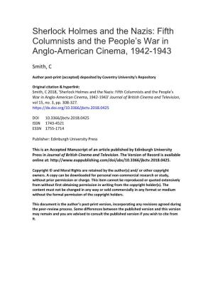 Sherlock Holmes and the Nazis: Fifth Columnists and the People’S War in Anglo-American Cinema, 1942-1943