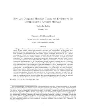 How Love Conquered Marriage: Theory and Evidence on the Disappearance of Arranged Marriages