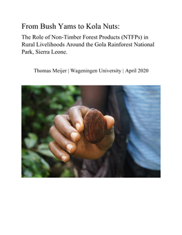 From Bush Yams to Kola Nuts: the Role of Non-Timber Forest Products (Ntfps) in Rural Livelihoods Around the Gola Rainforest National Park, Sierra Leone