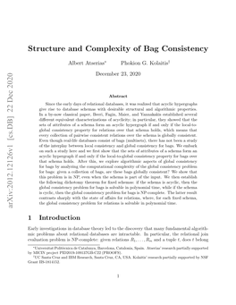 [Cs.DB] 22 Dec 2020 Structure and Complexity of Bag Consistency