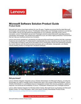Microsoft Software Solution Product Guide Product Guide