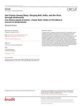 Merging Bali, India, and the West Through Modernism Une Fusion Parmi D’Autres : Réunir Bali, L’Inde Et L’Occident À Travers Le Modernisme Michael Tenzer