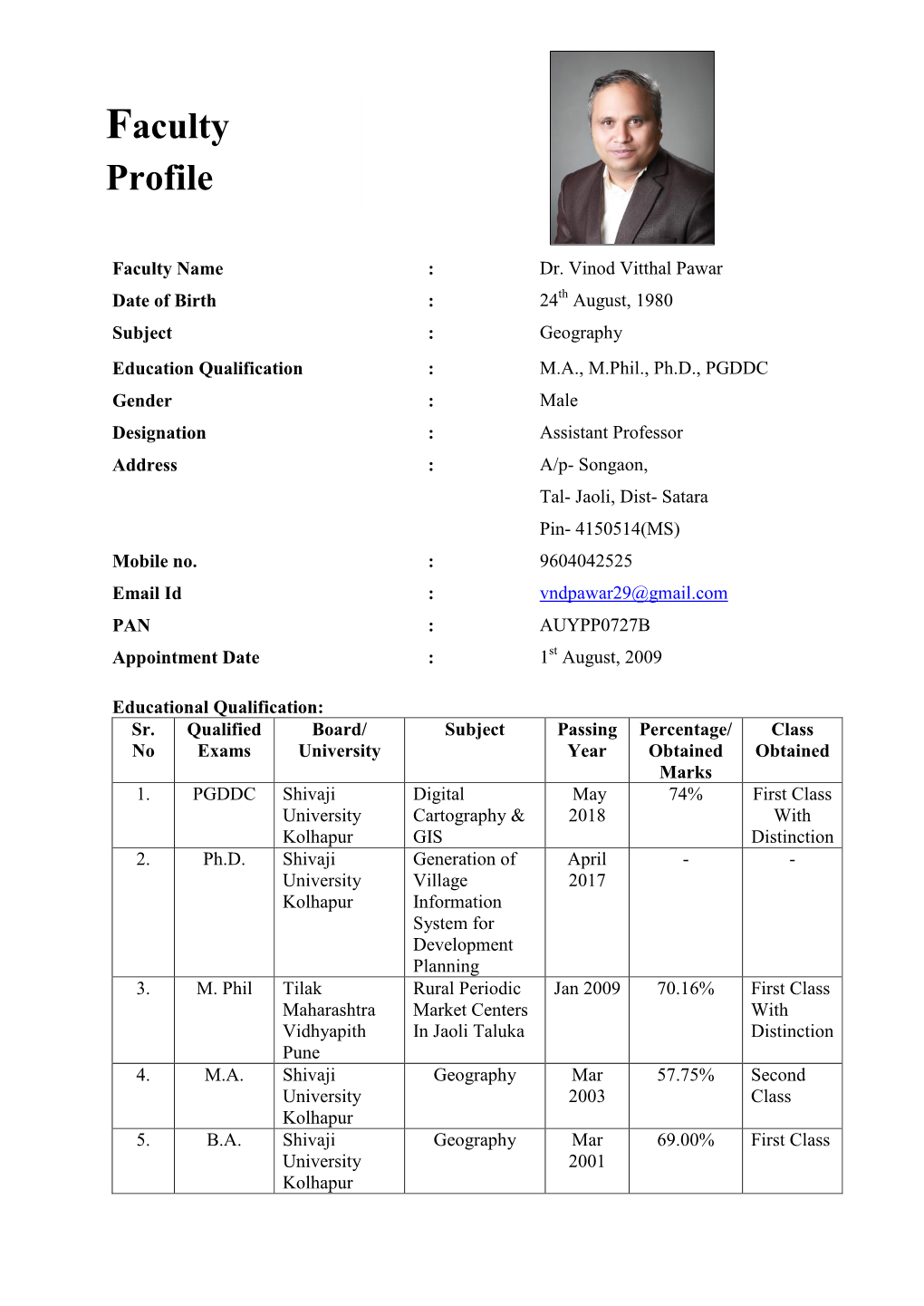 Faculty Profile