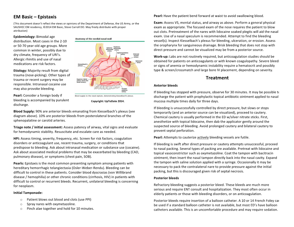 Epistaxis Treatment Using Injectable Form Recommended for Pts with ...