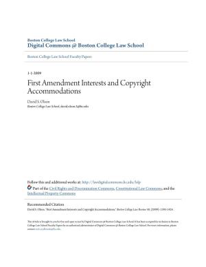 First Amendment Interests and Copyright Accommodations David S
