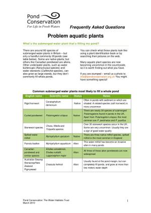 Problem Aquatic Plants