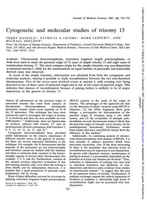 Cytogenetic and Molecular Studies of Trisomy 13