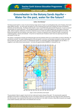 Groundwater in the Botany Sands Aquifer – Water for the Past, Water for the Future?