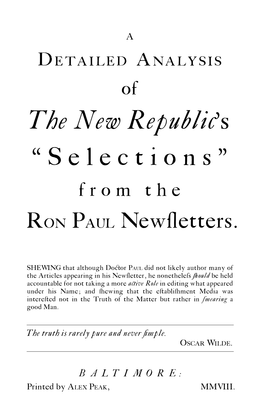 From the Ron Paul Newsletters