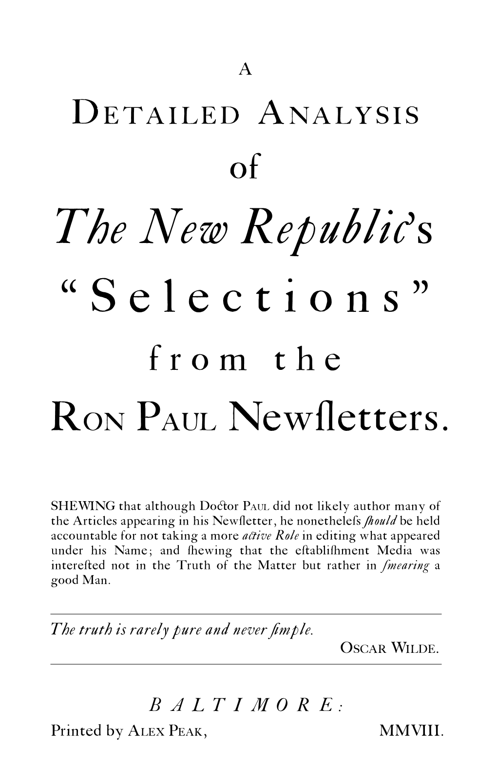 From the Ron Paul Newsletters