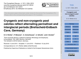 Cryogenic and Non-Cryogenic Pool Calcites
