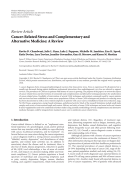 Cancer-Related Stress and Complementary and Alternative Medicine: a Review