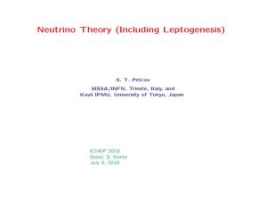 Neutrino Theory (Including Leptogenesis)