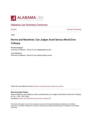 Norms and Narratives: Can Judges Avoid Serious Moral Error Colloquy